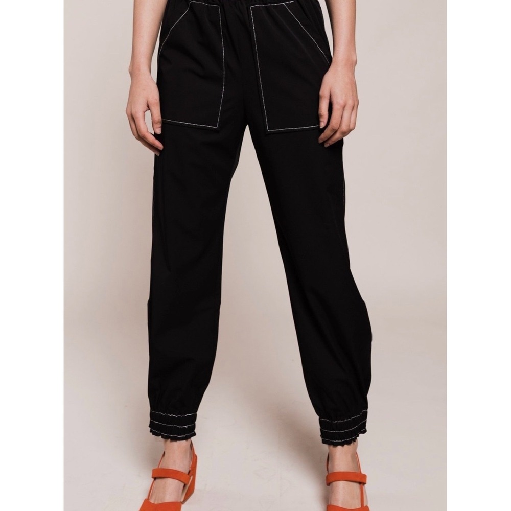 Ganni Black Elastic Waist Pants EAU 38 USA Size 6